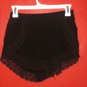 Black lace trim shorts